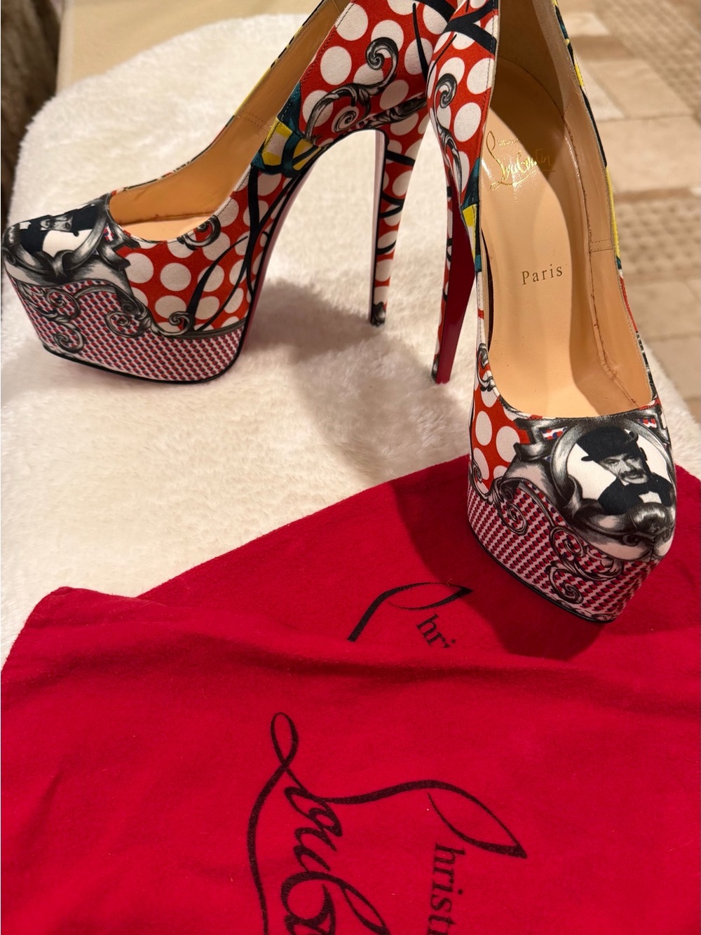 Christian Louboutin Loubi Daffodile Art Polka Dot Platform Pump NWOT